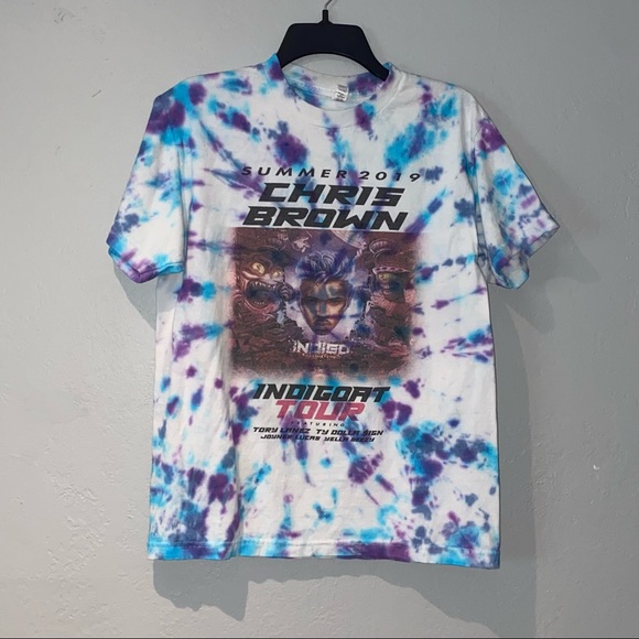 Chris Brown 2019 Indigoat Tour Concert Tie Dye Tee - Picture 1 of 5